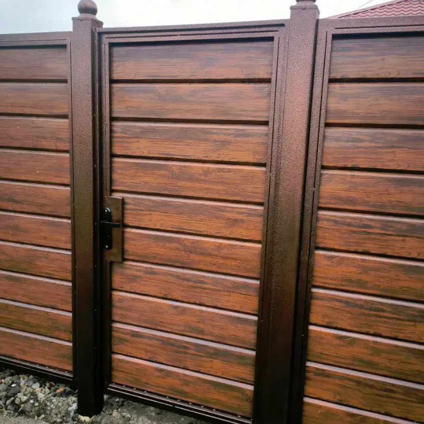 Фото 5 забор из металлосадинга Евро-Брус Античное Дерево 3D Принтек