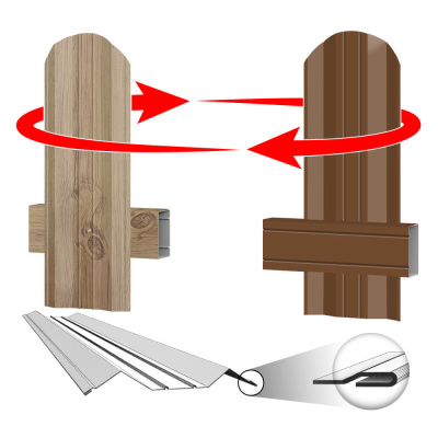 Штакетник (евроштакетник) ЭКО М-образный Светлый Дуб 3D Принтек односторонний крепление