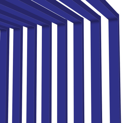 Декоративная рейка металлическая RAL5002 Синий Ультрамарин на стенах и потолке в сборе