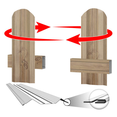 Штакетник (евроштакетник) ЭКО М-образный Светлый Дуб 3D Принтек двусторонний крепление