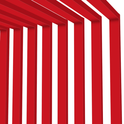 Декоративная рейка металлическая RAL3020 Красный на стенах и потолке в сборе